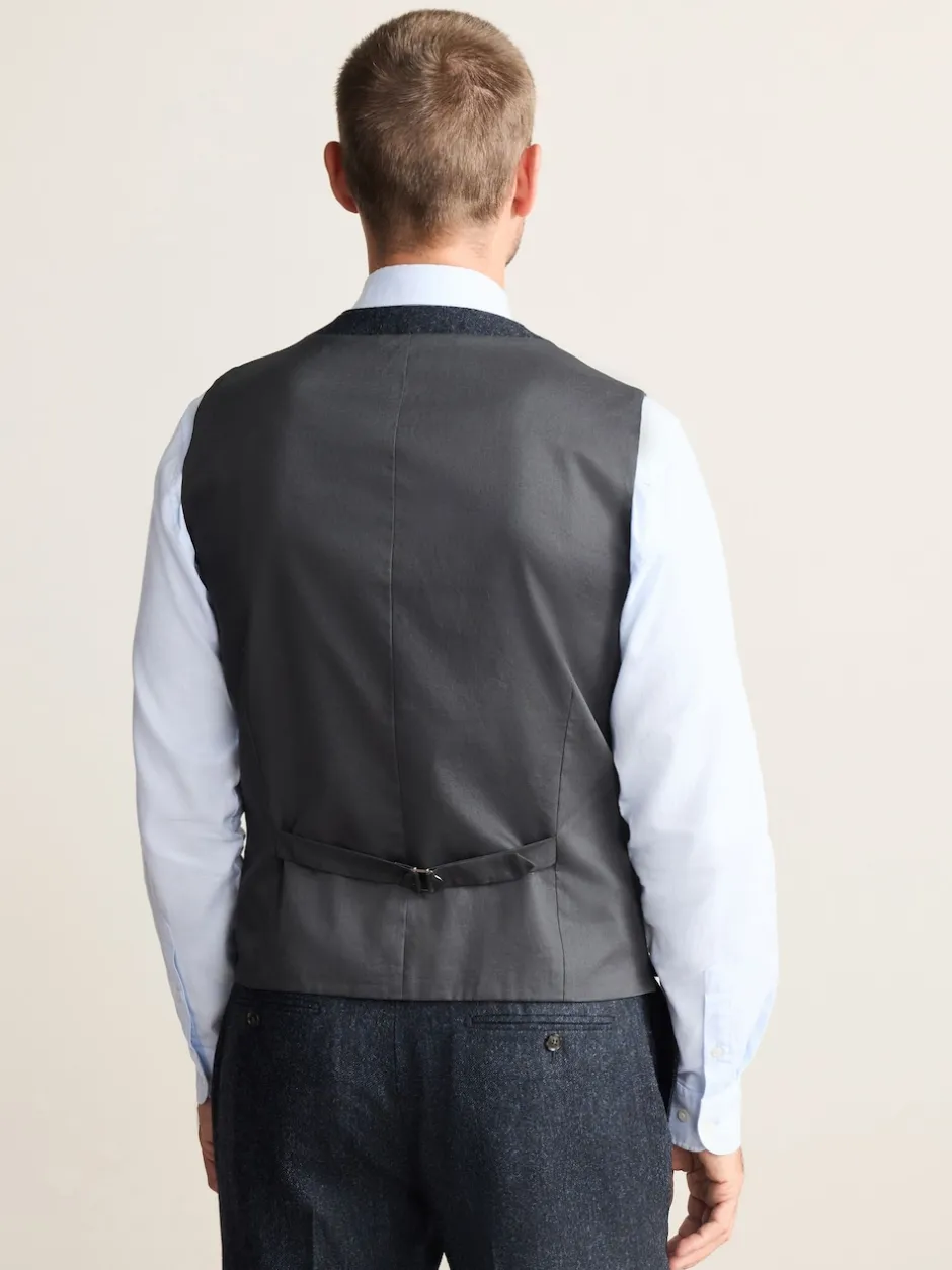 Next Bleu marine - Gilet de costume Signature Abraham Moon 100% laine britannique Donegal New