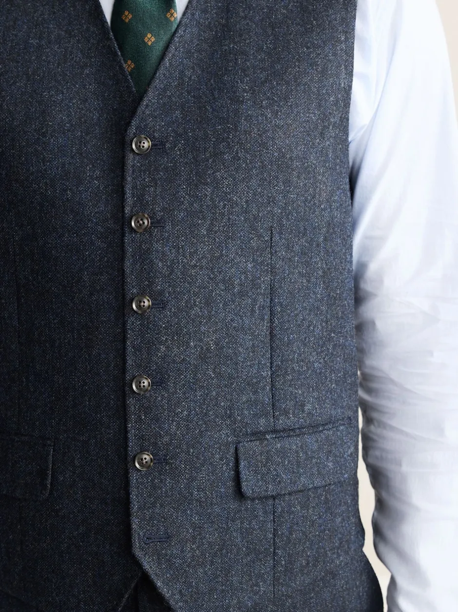 Next Bleu marine - Gilet de costume Signature Abraham Moon 100% laine britannique Donegal New