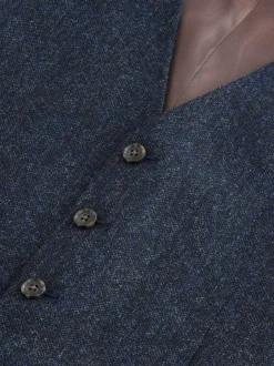 Next Bleu marine - Gilet de costume Signature Abraham Moon 100% laine britannique Donegal New