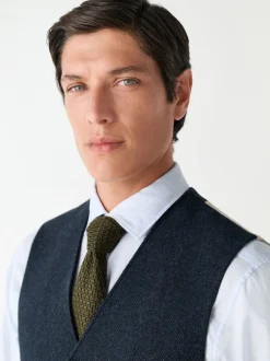 Next Bleu marine - Gilet de costume en laine à chevrons Blend Clearance