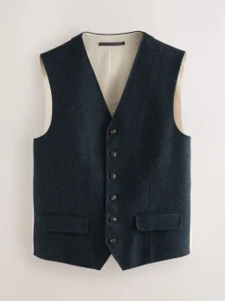 Next Bleu marine - Gilet de costume en laine à chevrons Blend Clearance