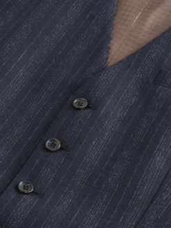 Next Bleu marine - Gilet de costume rayé en laine mélangée Online