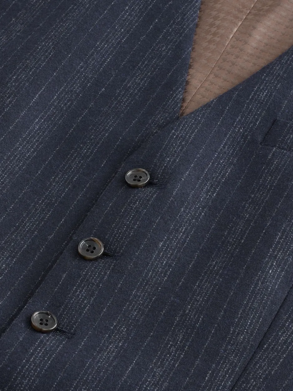 Next Bleu marine - Gilet de costume rayé en laine mélangée Online