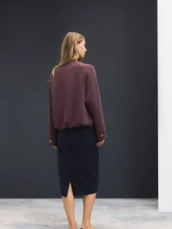 Next Bleu marine - Jupe crayon ajustée en laine Hot