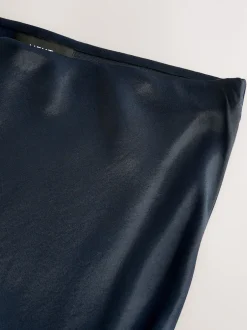 Next - Jupe Midi Satin Bleu marine Online