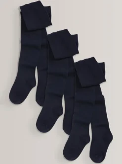 Next - Lot de 3 de collants pour l'école en coton riche Bleu marine