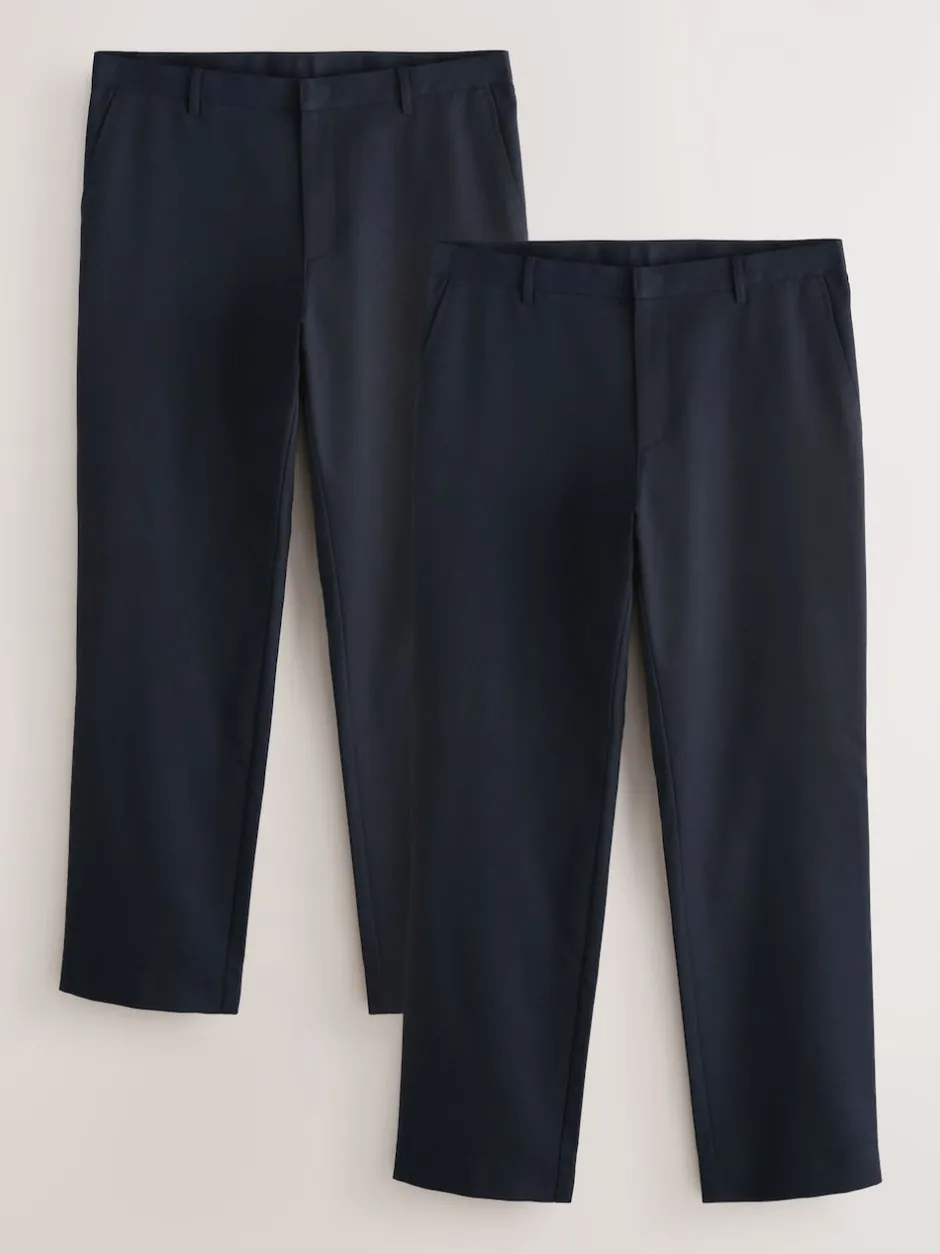 Next Bleu marine - Lot de 2 pantalons intelligents unis sur le devant