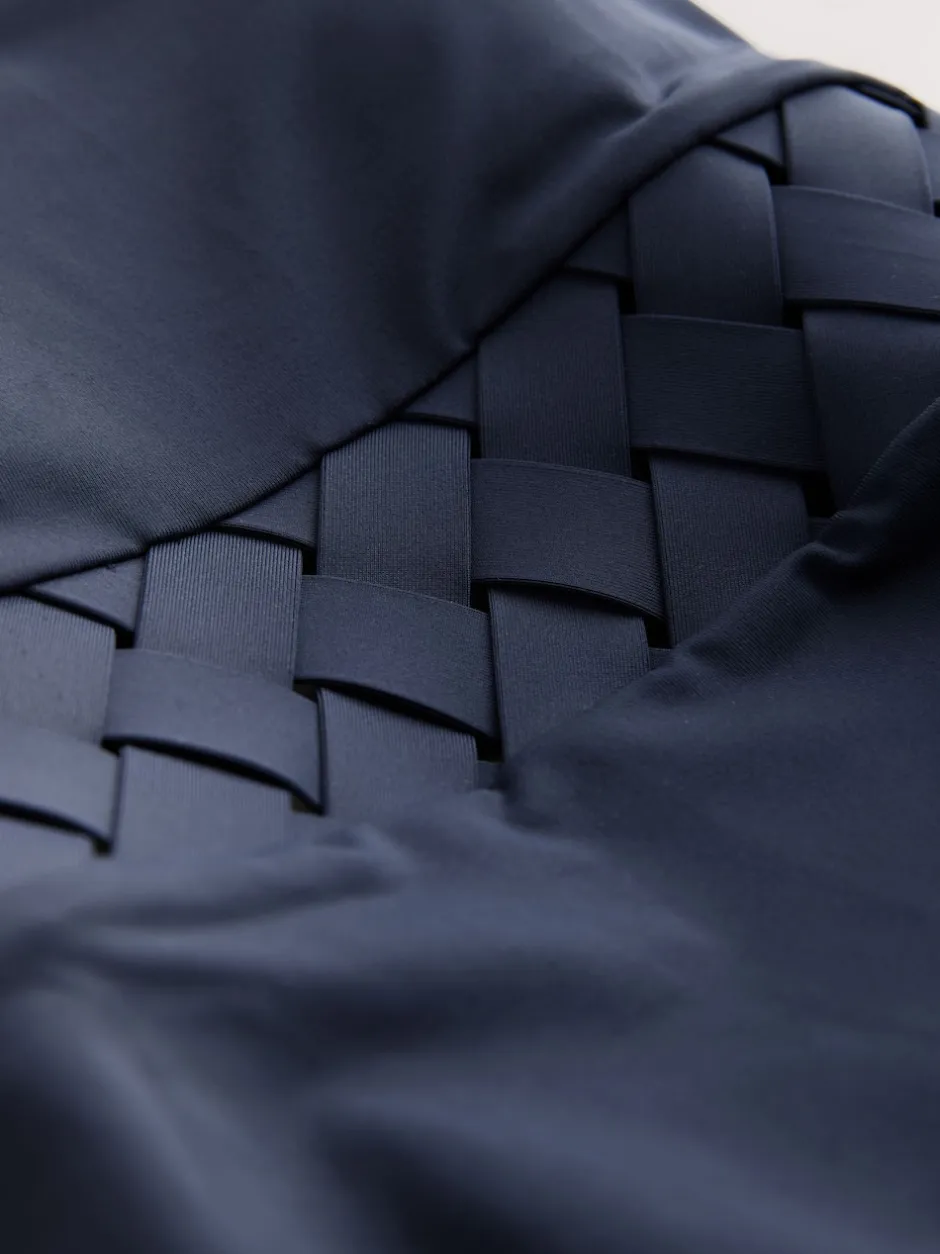 Next Bleu marine - Maillot de bain Col montant Lattice Tummy Control New