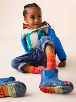 Next Bleu marine à motif camions - Bottines en caoutchouc Best