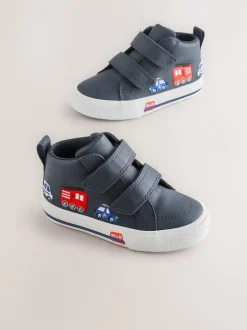 Next Bleu marine à motif camions - Bottines à fermeture scratch Online