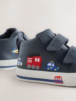 Next Bleu marine à motif camions - Bottines à fermeture scratch Online