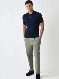 Next Bleu marine - Moulant - Polo en coton riche en coton à manches courtes Sale