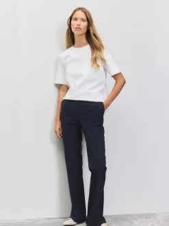 Next Bleu marine - Pantalon bootcut habillé avec laine New