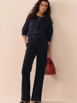 Next Bleu marine - Pantalon bootcut N. Premium en velours côtelé Best