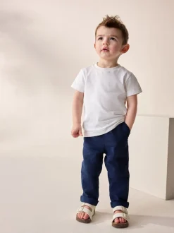 Next Bleu marine - Pantalon en lin Blend à enfiler (3mois-7ans) Sale