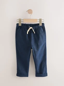 Next Bleu marine - Pantalon en lin Blend à enfiler (3mois-7ans) Sale