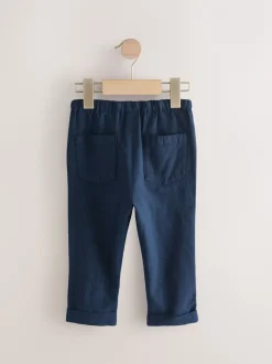 Next Bleu marine - Pantalon en lin Blend à enfiler (3mois-7ans) Sale