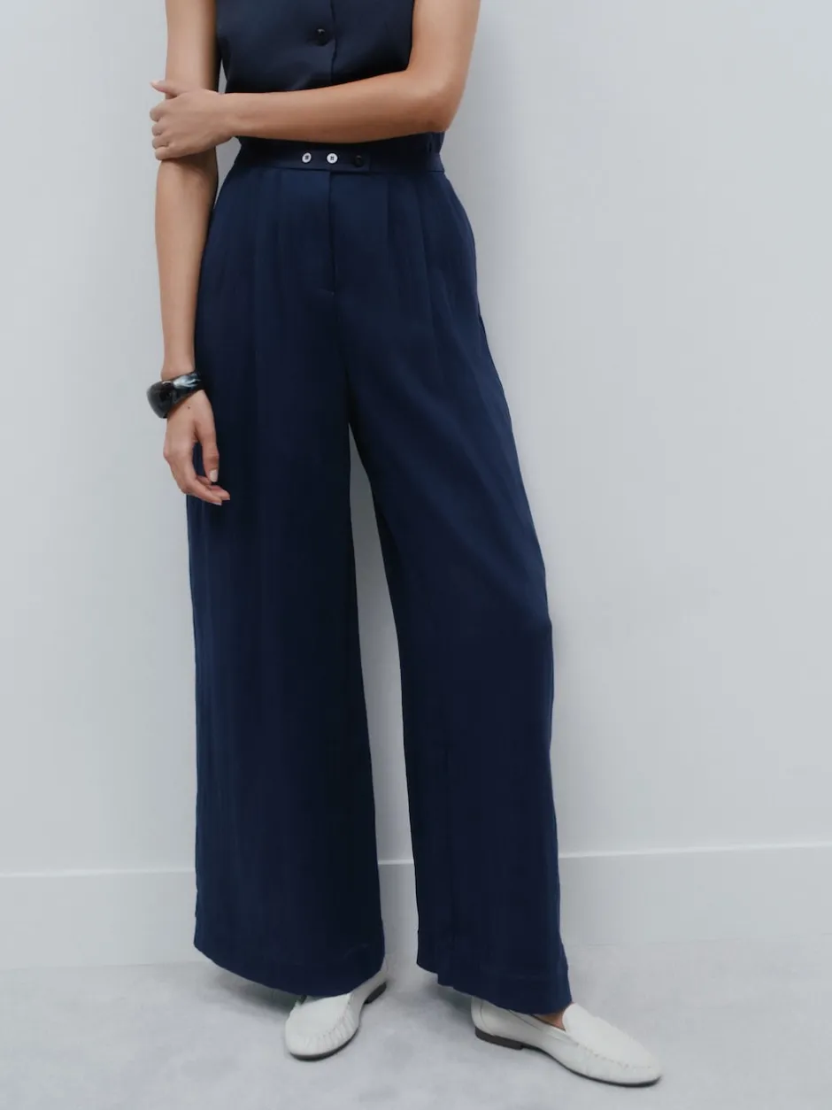 Next Bleu marine - Pantalon plissé ultra-large Sale