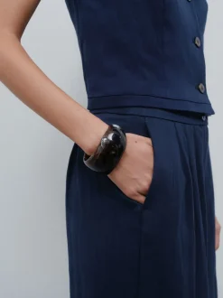 Next Bleu marine - Pantalon plissé ultra-large Sale