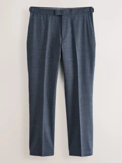 Next Bleu marine - Pantalon Signature Smart en laine italienne texturée avec pattes d'ajustement sur les côtés New