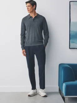 Next Bleu marine - Pantalons Coupe ajustée Extensible avec cordon de serrage interne Best