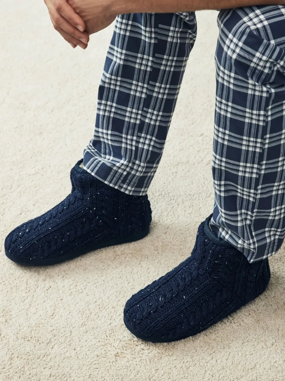 Next Bleu marine - Pantoufles bottines en maille Clearance