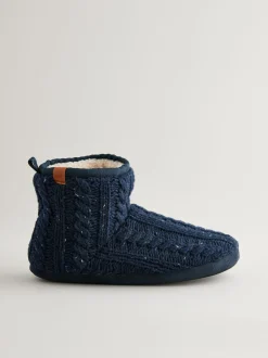 Next Bleu marine - Pantoufles bottines en maille Clearance
