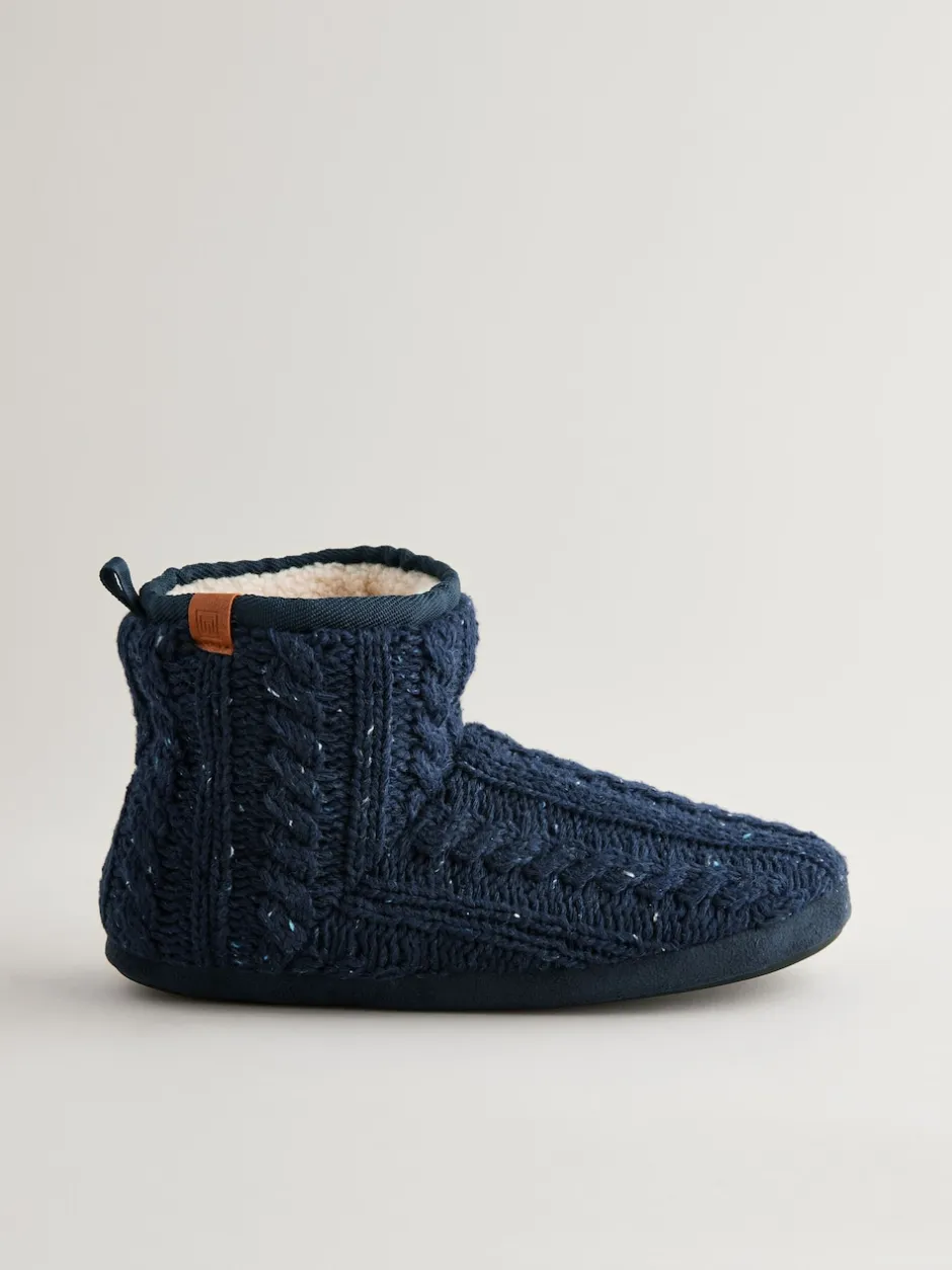 Next Bleu marine - Pantoufles bottines en maille Clearance