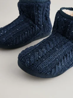 Next Bleu marine - Pantoufles bottines en maille Clearance