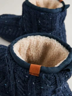 Next Bleu marine - Pantoufles bottines en maille Clearance
