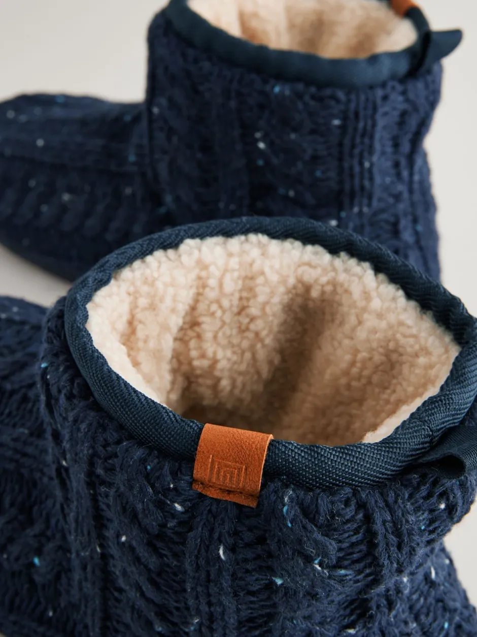 Next Bleu marine - Pantoufles bottines en maille Clearance