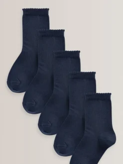 Next Bleu marine - Paquet de 5 chaussettes d'école en coton riche Hot