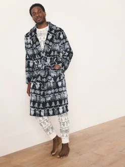 Next Bleu marine - Peignoir de Noël Hamish The Highland Cow assorti à motif Fair Isle Sale