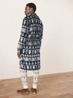 Next Bleu marine - Peignoir de Noël Hamish The Highland Cow assorti à motif Fair Isle Sale