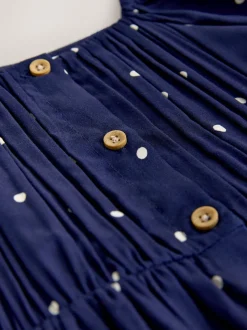 Next Bleu marine à poi - Robe à manches courtes (3-16ans) Clearance