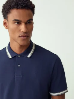 Next - Polo coupe classique à manches courtes et liserés Bleu marine
