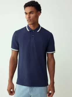 Next - Polo coupe classique à manches courtes et liserés Bleu marine