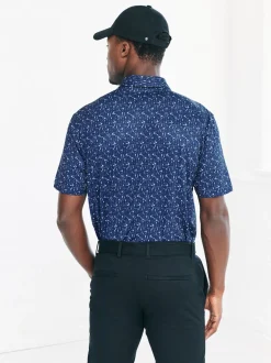 Next Bleu marine - Polo de golf à imprimé géométrique actif Sale