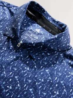 Next Bleu marine - Polo de golf à imprimé géométrique actif Sale