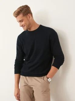 Next Bleu marine - Pull Col rond en pur Coton Coupe classique New