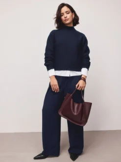 Next Bleu marine - Pulls ultra-doux à Col montant avec coutures Outlet