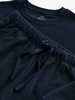 Next Bleu marine - Pyjama doux Gaufré Manches longues Sale