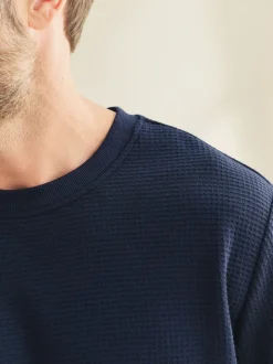 Next Bleu marine - Pyjama doux Gaufré Manches longues Sale