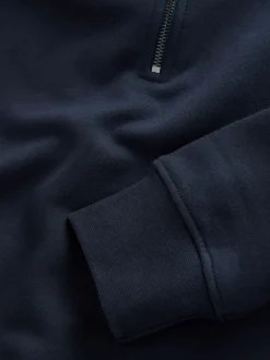 Next - Quart de zip - Sweat-shirt en jersey riche en coton Bleu marine Online