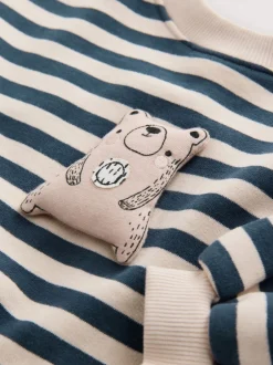 Next Bleu marine à rayures - Robe sweat à jupe en maille (3mois7ans) Sale