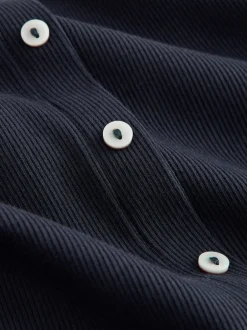 Next Bleu marine - Robe longue boutonnée en jersey à manches courtes Sale