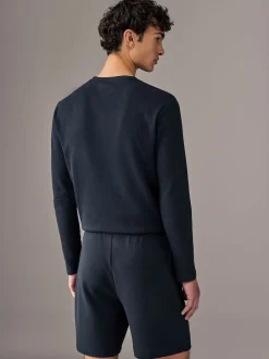 BOSS - Short gaufré Bleu marine New