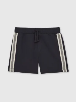 Reiss Bleu marine - Short Terry texturé à bandes latérales