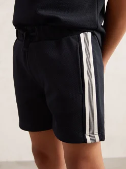 Reiss Bleu marine - Short Terry texturé à bandes latérales
