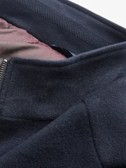 Next Bleu marine - Signature Manteau en laine richement rembourré en tissu italien doux au toucher Col cheminée Coat